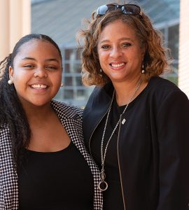 Lynijah Russell, who joined the program in 2017, and one of her mentors, founding UMB CURE Executive Director Robin Saunders.