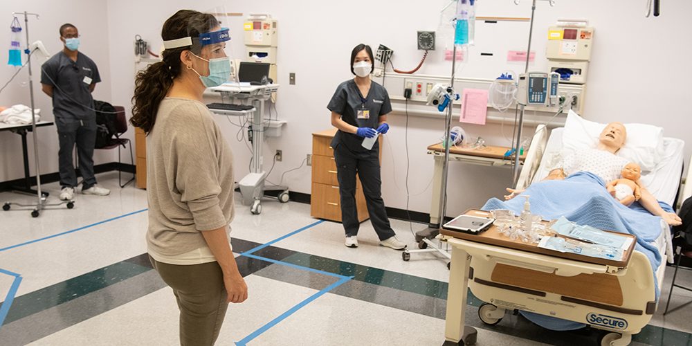 Some University of Maryland School of Nursing students returned for hands-on learning in simulation labs over the summer.
