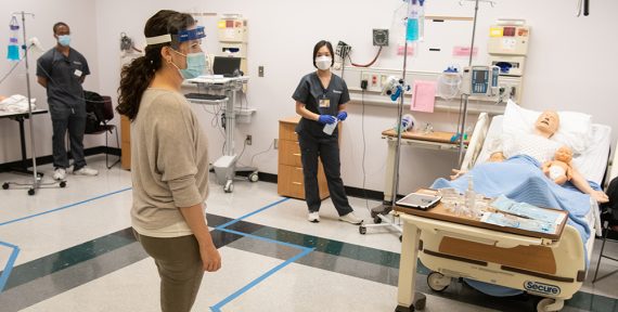 Some University of Maryland School of Nursing students returned for hands-on learning in simulation labs over the summer.
