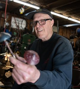 Dr. Jarrell says taking time out of his day to work in his blacksmith shop helps to keep him centered.