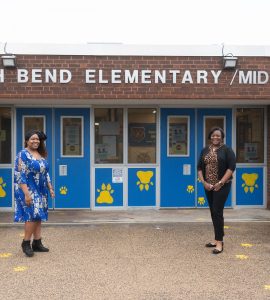 Nikita A. Parson (left), LCSW-C, a National Center for School Mental Health clinician at North Bend Elementary/Middle School in Baltimore, works closely with principal Patricia Burrell. Photo by Matthew D’Agostino