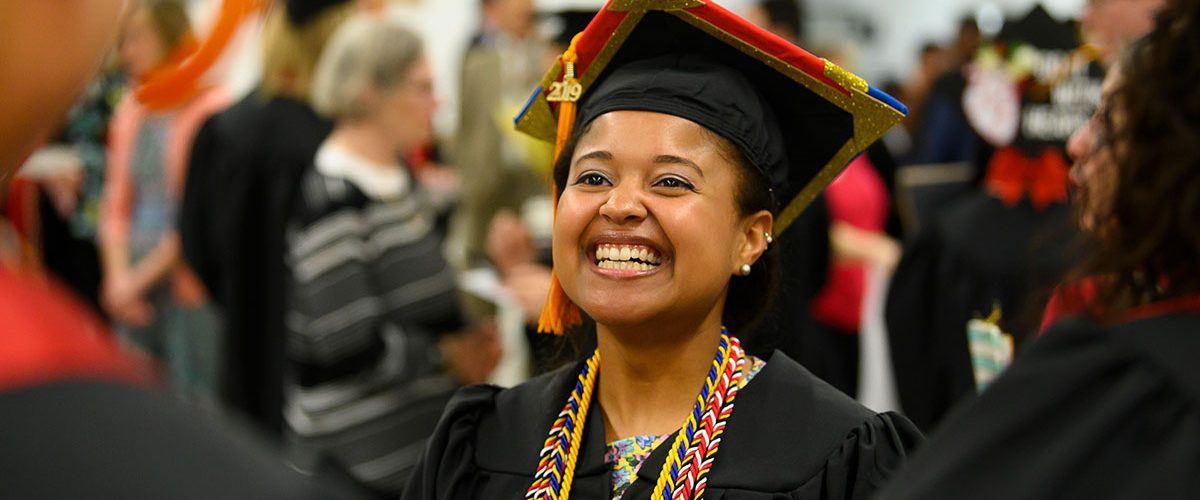 Conway Scholar Alexis Burton, BSN, celebrates her School of Nursing graduation in May 2019.