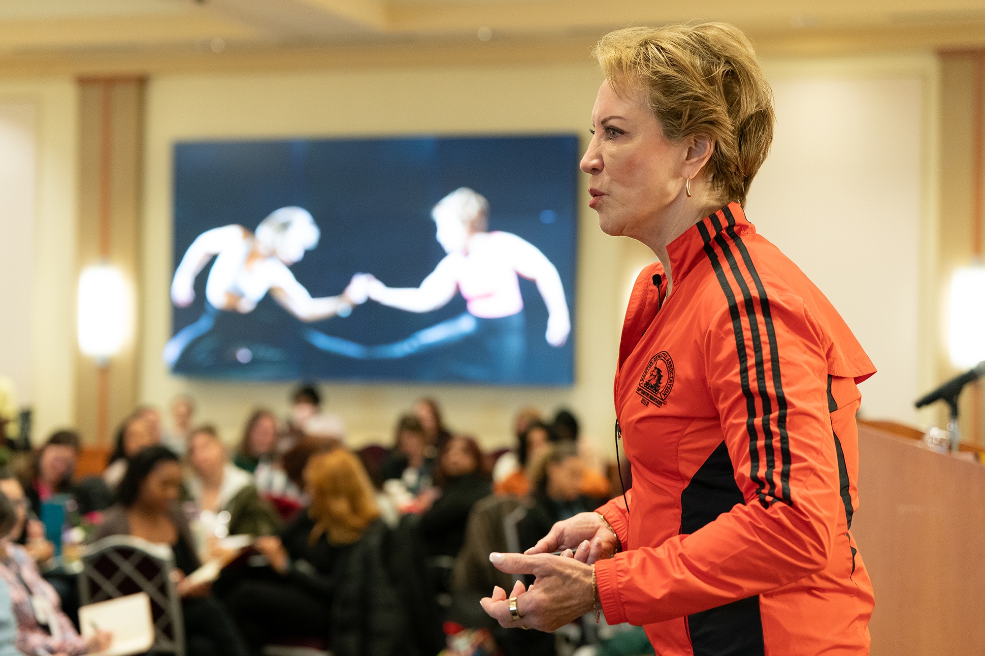 Pamela Peeke, MD, MPH, FACP, FACSM, speaking at the Women's History Month event